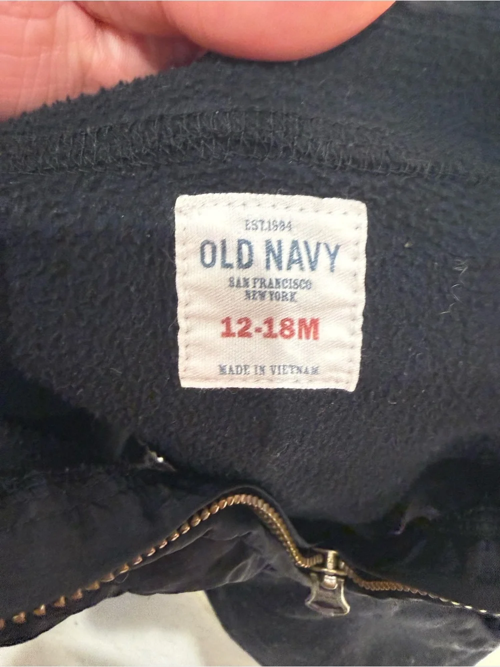 Old Navy Navy Blue Fleece Jacket with Gold Zipper